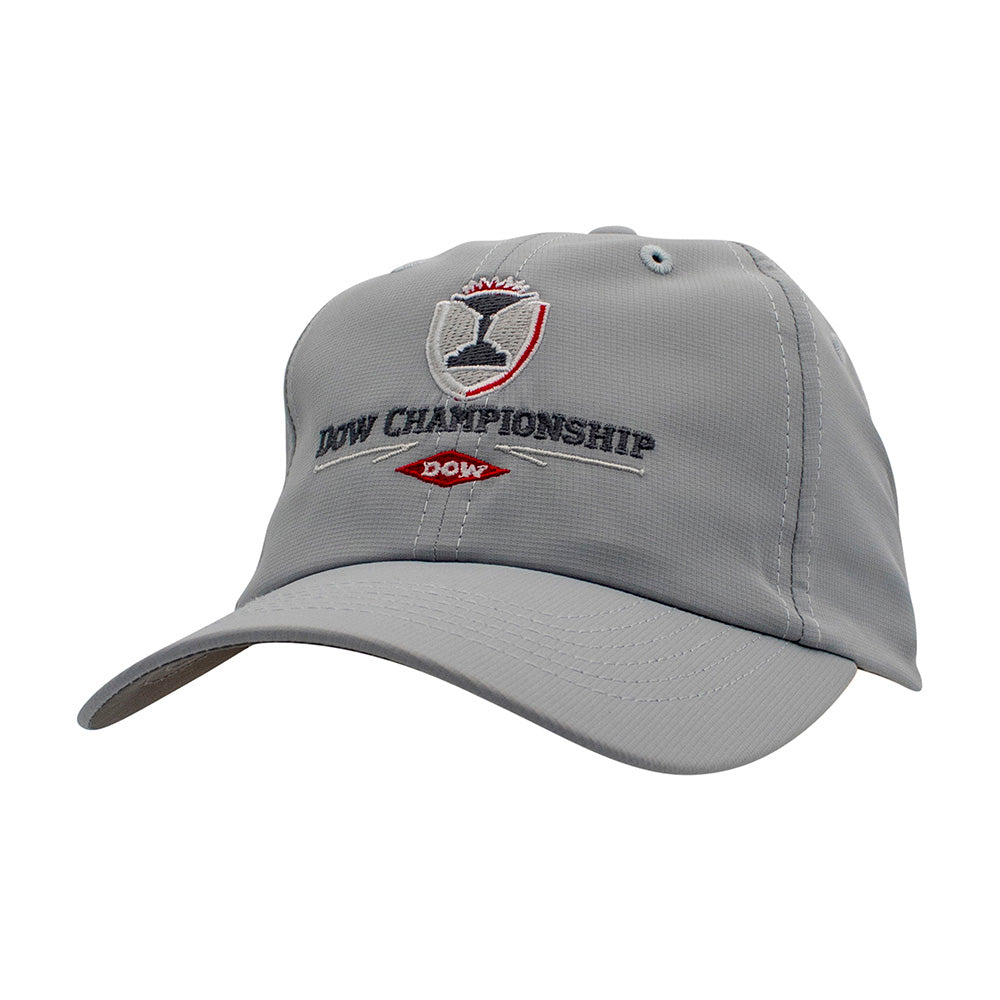 Gray cap with 'Dow Championship' logo on a white background