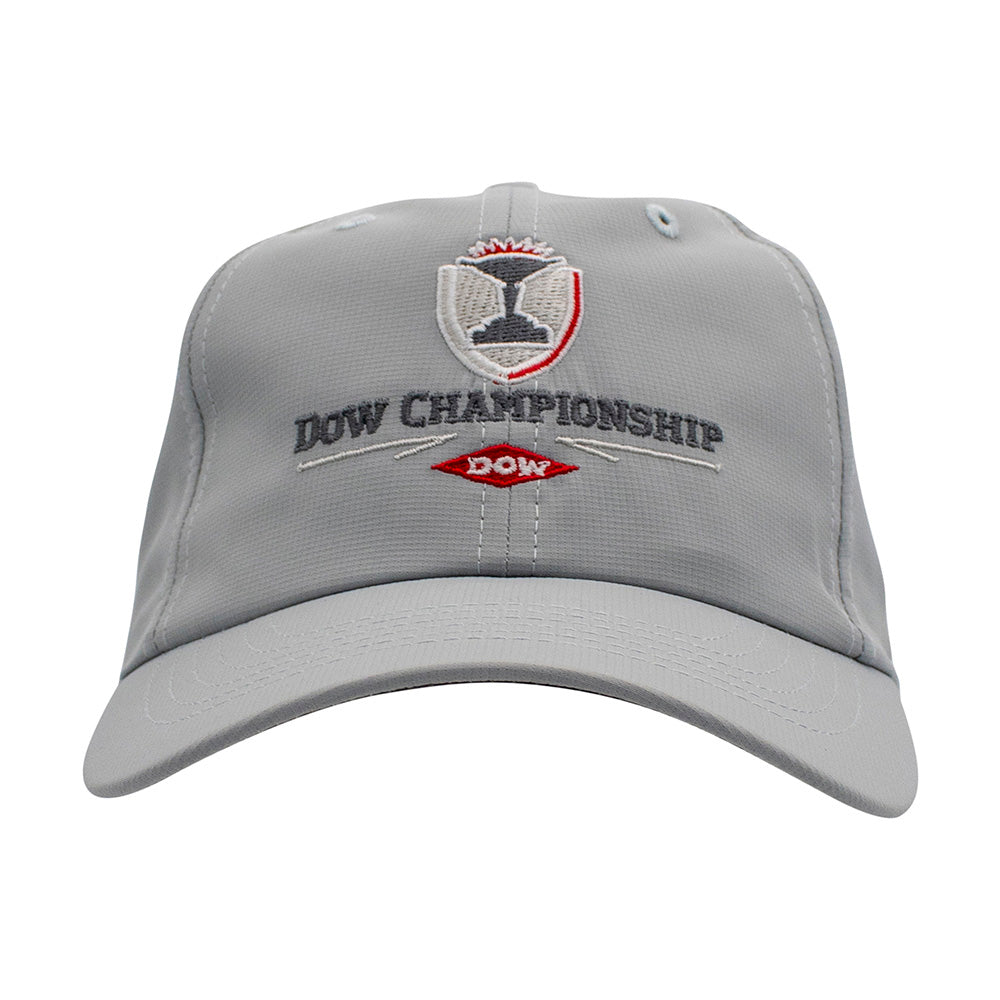 Gray cap with 'Dow Championship' and 'Dow' logo embroidered on the front. 