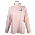 Light pink quarter zip with a dow championship logo on the left chest.