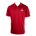 Front of a red polo with a white dow championship logo on the left chest. 