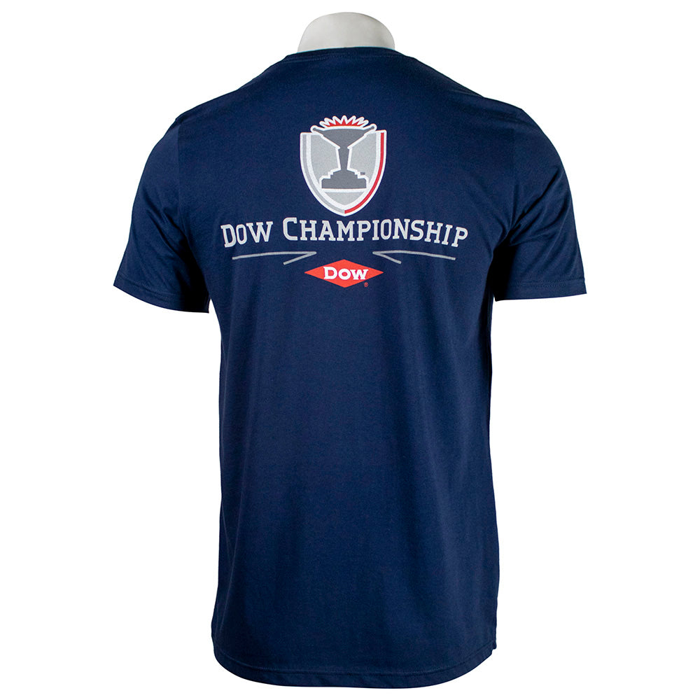 Navy T-shirt with the dow championship logo on the back.