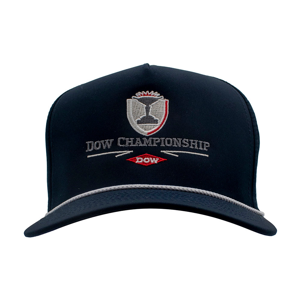 Navy blue cap with a 'Dow Championship' logo on the front and a white rope across the bill.