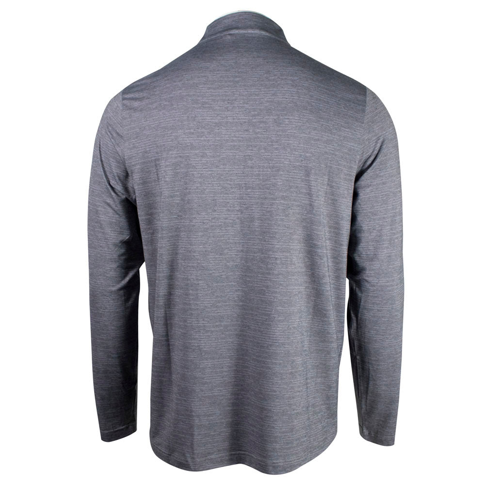 Back view of a gray long-sleeve shirt on a white background
