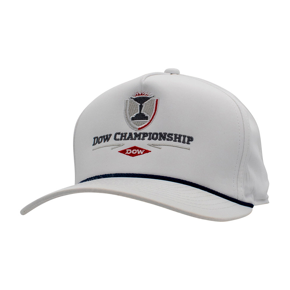 White cap with 'Dow Championship' and 'Dow' logo on a white background